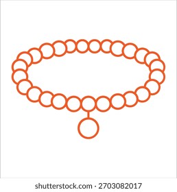 A Tasbeeh vector illustration representing a string of prayer beads used in spiritual and religious practices. Typically depicted with evenly spaced beads, a tassel, or a decorative end