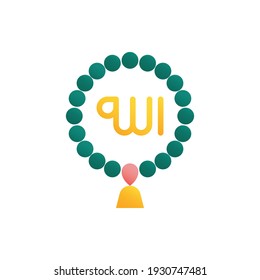 Tasbih, Muslim Rosary, Beads Flat Icon Logo Illustration Vector Isolated. Ramadan and Muslim Icon-Set. Suitable for Web Design, Logo, App, and Upscale Your Business.