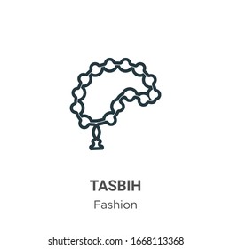 Tasbih outline vector icon. Thin line black tasbih icon, flat vector simple element illustration from editable fashion concept isolated stroke on white background