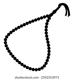 Tasbih Silhouette Vector - Islamic Prayer Beads Icon in Minimalist Black Design, Isolated on White Background - Perfect for Spiritual, Religious, and Islamic Art