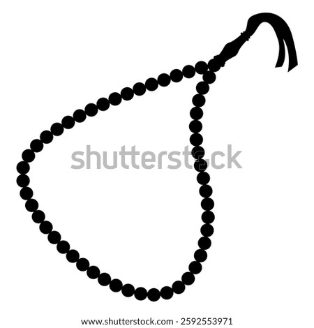 Tasbih Silhouette Vector - Islamic Prayer Beads Icon in Minimalist Black Design, Isolated on White Background - Perfect for Spiritual, Religious, and Islamic Art