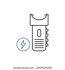 Taser-Konzeptlinien-Symbol. Einfache Elementdarstellung. Entwurf des Tasterkonzeptsymbols.