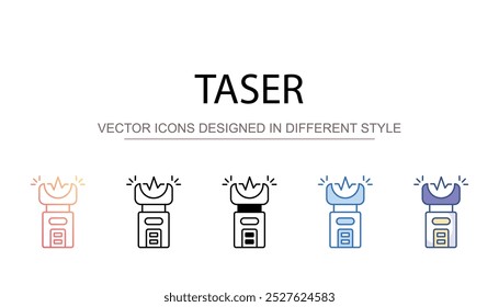 Design de ícone de taser com ilustração de fundo branco