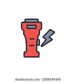 ícone de taser. vetor.Editável símbolo de estilo traço.linear para usar web design,ilustração logo.Symbol.