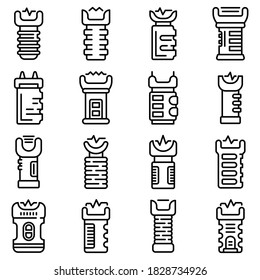 Taser icons set. Outline set of taser vector icons for web design isolated on white background