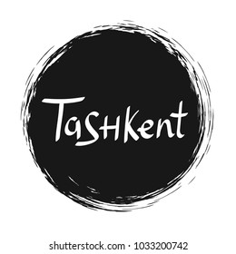 Tashkent city, handwriten text. Vector calligraphic design.
