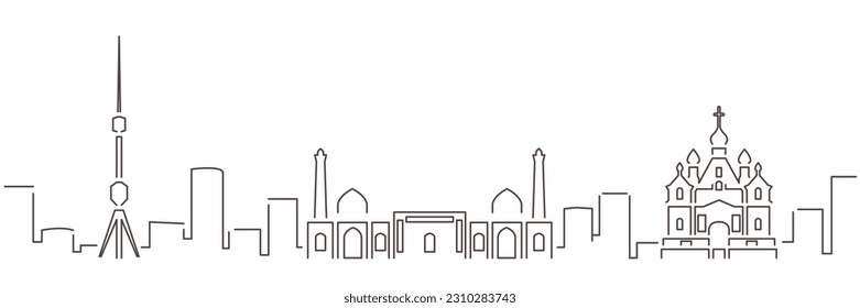Tashkent Dark Line Simple Minimalist Skyline With White Background