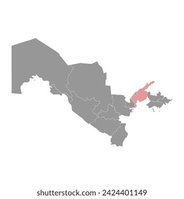 Tashkent Region map, administrative division of Uzbekistan. Vector illustration.