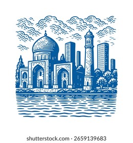 Mezquita de Tashkent Samarcanda Dibujo Vector

