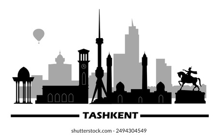 Tashkent skyline travel poster. Graphic vector illustration