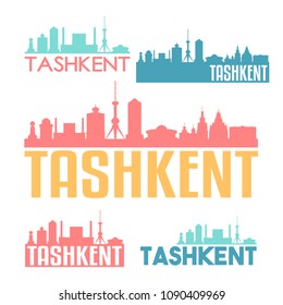 Tashkent Uzbekistan Flat Icon Skyline Vector Silhouette Design Set Logos.