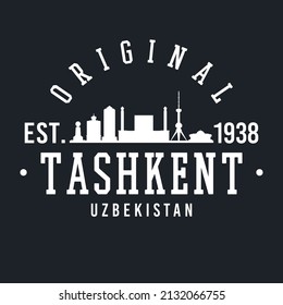 Tashkent, Uzbekistan Skyline Original. A Logotype Sports College And University Style. Illustration Design Vector City.