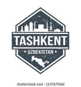 Tashkent Uzbekistan Travel Stamp Icon Skyline City Design Tourism Badge Rubber.