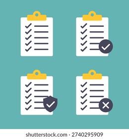 Task Approval and Rejection Checklist Icons Vector Illustration