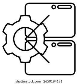 Ícone de automação de tarefa representado pela tarefa, estilo da linha de engrenagens.