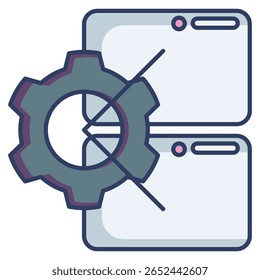 Ícone de automação de tarefa representado pela tarefa, estilo de cor linear da engrenagem.
