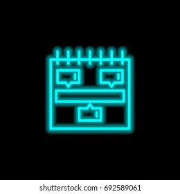 Task blue glowing neon ui ux icon. Glowing sign logo vector