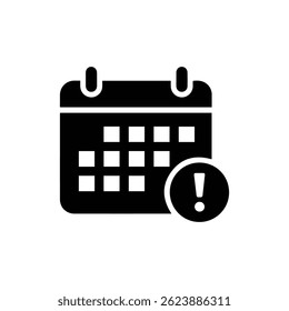Task Calendar with Exclamation Mark - Minimal Black Icon
