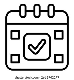 Estilo De Linha Do Ícone Do Calendário De Tarefas Para Várias Finalidades De Design