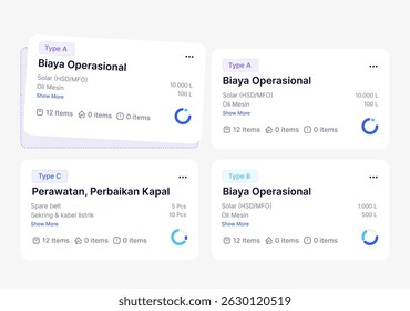 Task cards with progress rings for project management