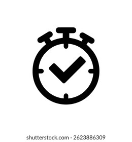 Task Check Icon Inside Timer Border - Minimal Black Icon