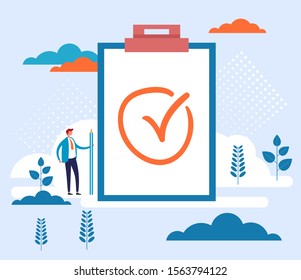 Task checkbox tick yes ok done sign. Vector flat graphic design illustration