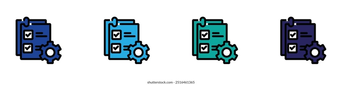 task checklist list icon to do clipboard with gear vector design business goal progress management document symbol illustration. stock vector. eps 10.