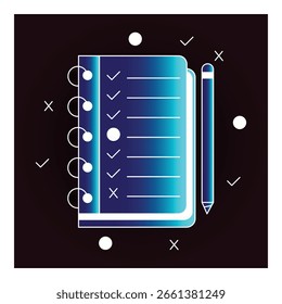 Ilustração do ícone do vetor do lembrete da lista de verificação de tarefas