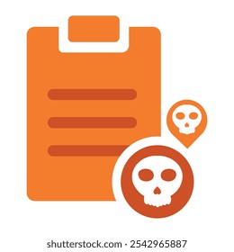 task clipboard with skull icon isolated on white background