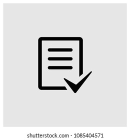 Task complete sign icon in trendy flat style isolated on grey background, modern symbol vector illustration for web