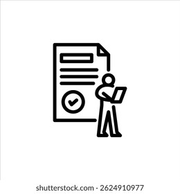 task completed outline icon. figure complete task line art illustration.