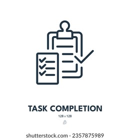 Task Completion Icon. Checklist, Agenda, Schedule. Editable Stroke. Simple Vector Icon