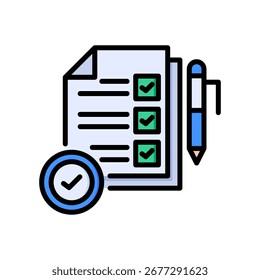 Ícone de Conclusão de Tarefas - Ilustração do Vetor de Cores Lineares
