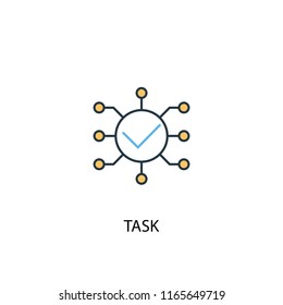 Task concept 2 colored line icon. Simple yellow and blue element illustration. Task concept outline symbol design from Project management set
