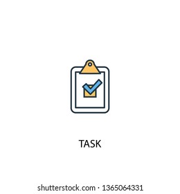 task concept 2 colored line icon. Simple yellow and blue element illustration. task concept outline symbol design