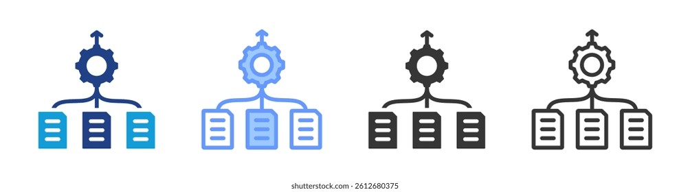 Task consolidation icon set multiple style collection