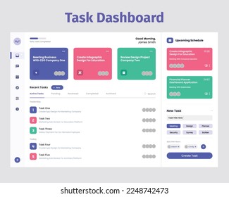 Task Dashboard UI Kit. Suitable for task, activity and project purpose.