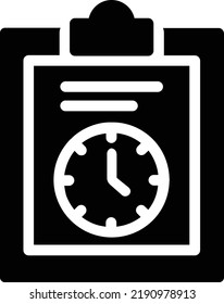 Icono De Plazo De Tarea Con Estilo De Glifo, Signo De Administración De Tiempo Y Símbolo Aislado En Fondo Blanco