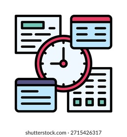 Ilustración vectorial de administración de fecha límite de tarea, icono de estilo rellenado