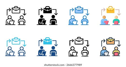 Ícone de delegação de tarefa definir coleção de vários estilos 
