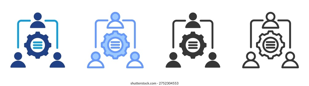 Task Delegation icon set multiple style collection