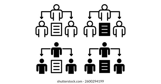 Task Delegation Icons Showing Workflow And Team Management Vector Design Illustration