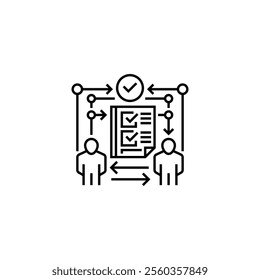 Task Delegation Outline Icon. linear style sign for mobile concept and web design. Outline vector icon. Symbol, logo illustration