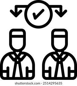 Elemento de ícone de linha de vetor de delegação de tarefas