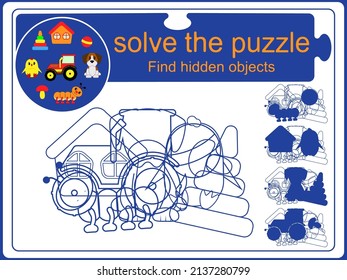 Task for the development of logic and attention. Find hidden objects.