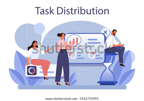 Task Distribution Concept Interaction Departments Business Stock Vector ...