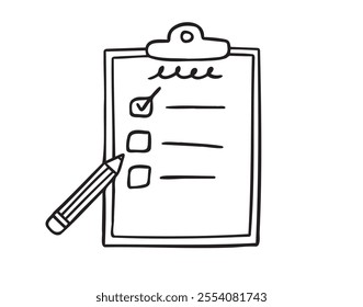 task to do list pen clipboard. mission work duty project single isolated doodle hand drawn. Outline drawing to do list. Vector illustration