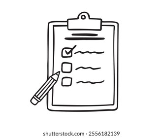 task to do list pen clipboard. mission work duty project single isolated doodle hand drawn. Outline drawing to do list. Vector illustration