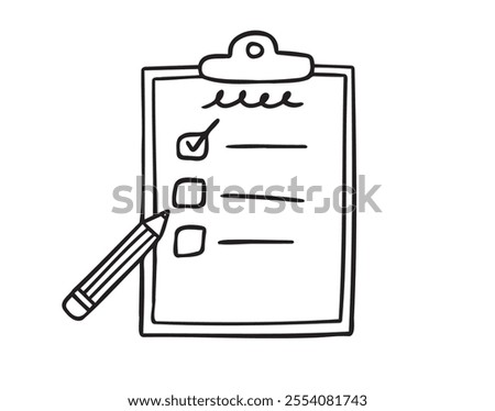 task to do list pen clipboard. mission work duty project single isolated doodle hand drawn. Outline drawing to do list. Vector illustration