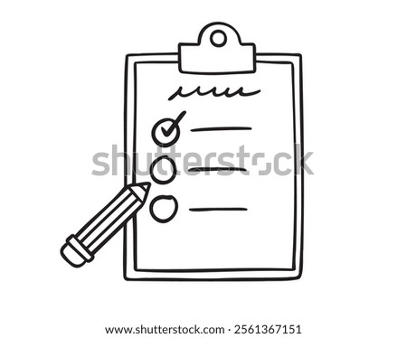 task to do list pen clipboard. mission work duty project single isolated doodle hand drawn. Outline drawing to do list. Vector illustration
